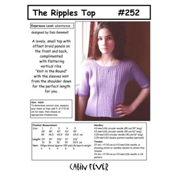 New Deb Gemmell Cabin Fever 252 The Ripples Top Short Sleeve Knitting Pattern - Picture 2 of 2